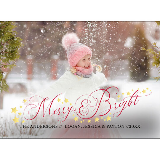 Floating Foil Stars Holidays Photo Cards